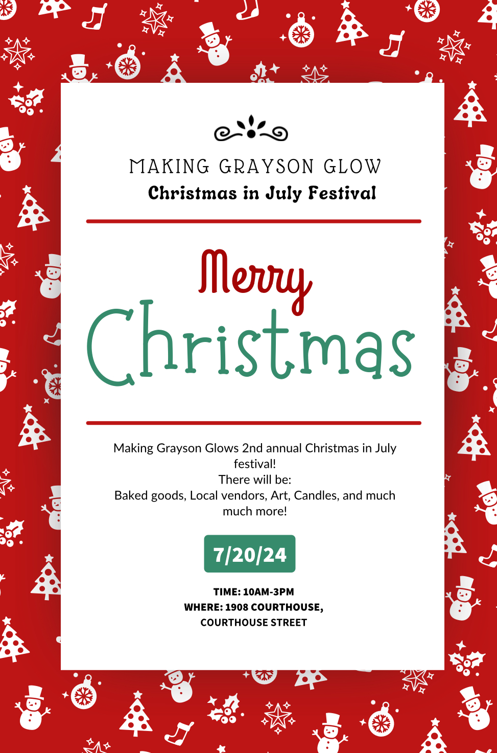 Making Grayson Glow’s Christmas in July